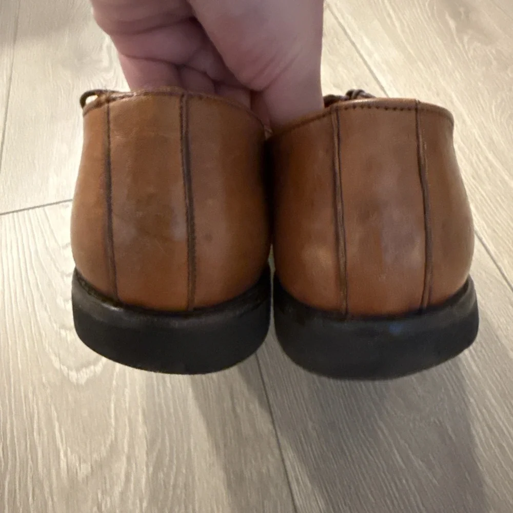 Allen Edmonds Dress Shoes Men 9 Stockbridge Split Toe Blucher Brown Leather USA
